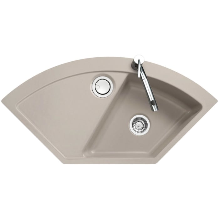 Systemceram Keradomo Mera Eck F Spüle für flächenbündigen Einbau mit Handbetätigung, inkl. Armaturbohrung