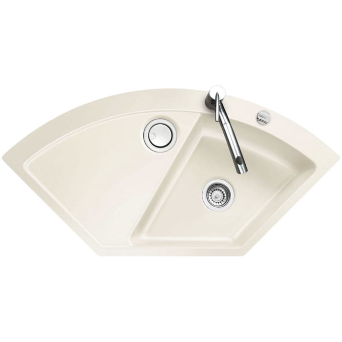 Systemceram Keradomo Mera Eck F Spüle für flächenbündigen Einbau mit Excenterbetätigung, inkl. Armaturbohrung