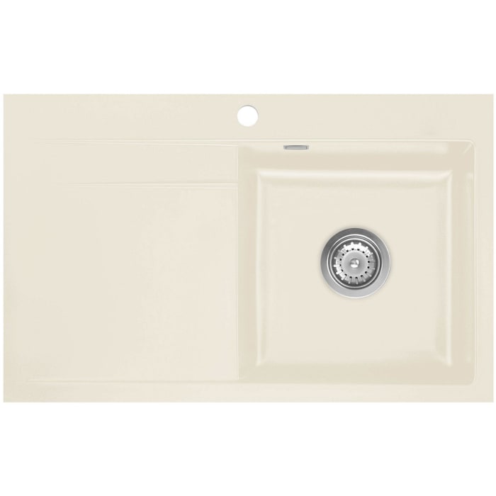 Systemceram Keradomo Stema 80 F Spüle rechts für flächenbündigen Einbau mit Handbetätigung, inkl. Armaturbohrung