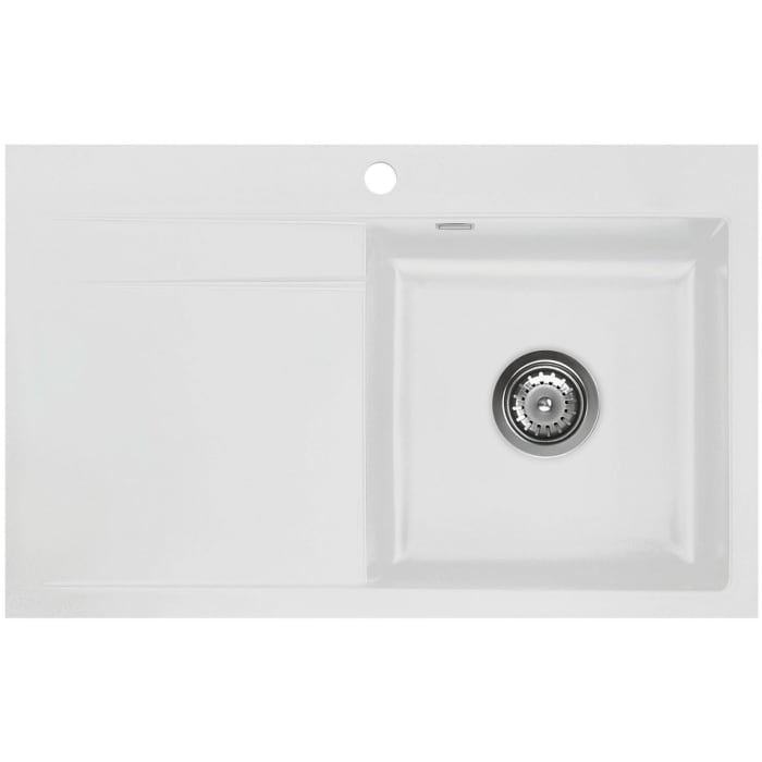 Systemceram Keradomo Stema 80 F Spüle rechts für flächenbündigen Einbau mit Handbetätigung, inkl. Armaturbohrung