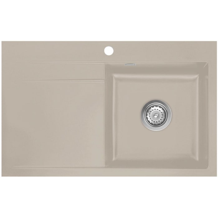 Systemceram Keradomo Stema 80 F Spüle rechts für flächenbündigen Einbau mit Excenterbetätigung, inkl. Armaturbohrung