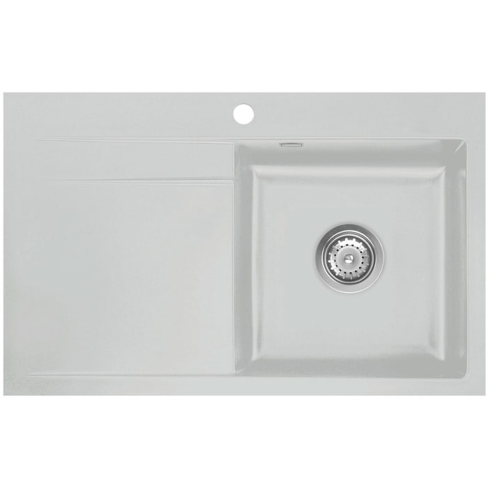 Systemceram Keradomo Stema 80 F Spüle rechts für flächenbündigen Einbau mit Excenterbetätigung, inkl. Armaturbohrung