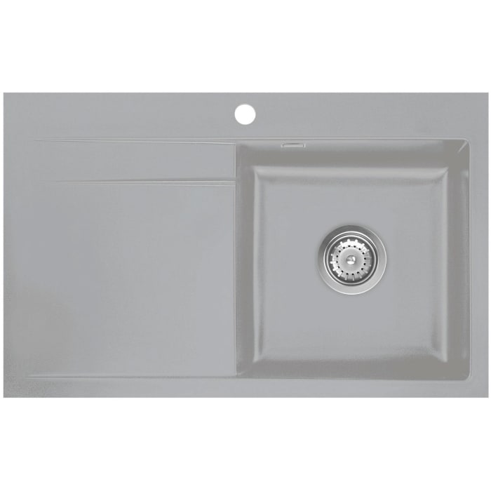 Systemceram Keradomo Stema 80 F Spüle rechts für flächenbündigen Einbau mit Excenterbetätigung, inkl. Armaturbohrung