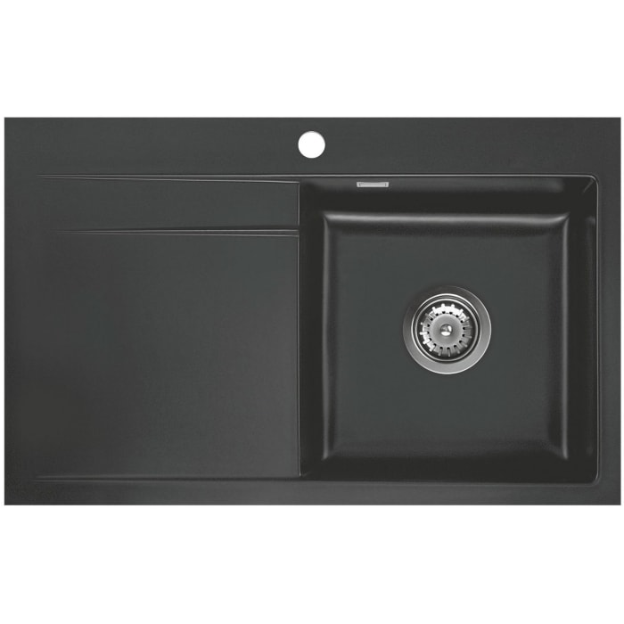 Systemceram Keradomo Stema 80 F Spüle rechts für flächenbündigen Einbau mit Excenterbetätigung, inkl. Armaturbohrung