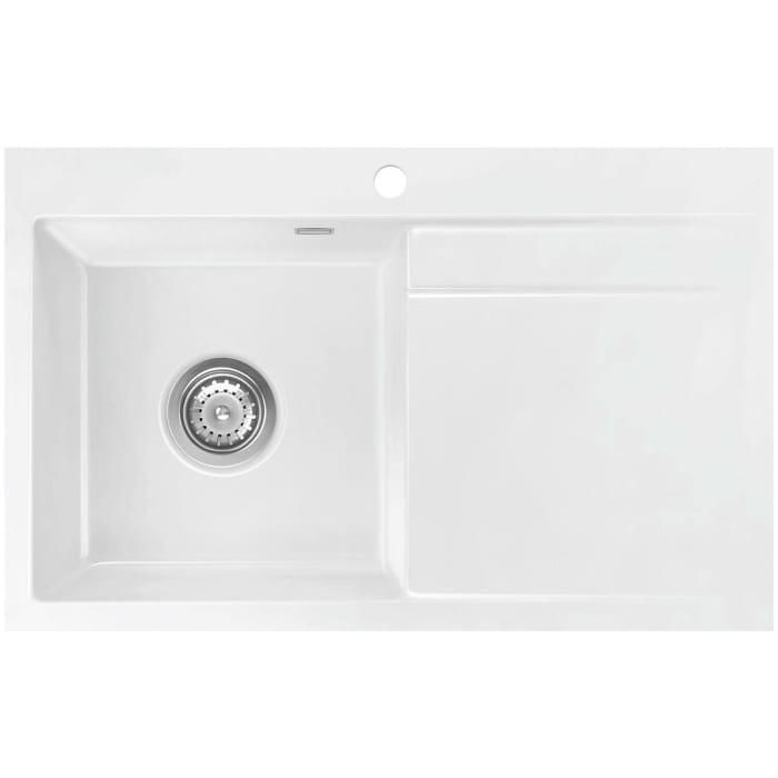 Systemceram Keradomo Stema 80 F Spüle links für flächenbündigen Einbau mit Handbetätigung, inkl. Armaturbohrung