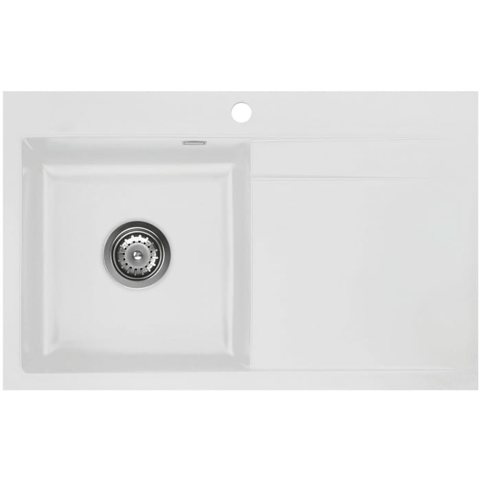 Systemceram Keradomo Stema 80 F Spüle links für flächenbündigen Einbau mit Handbetätigung, inkl. Armaturbohrung