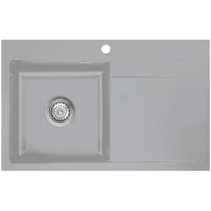 Systemceram Keradomo Stema 80 F Spüle links für flächenbündigen Einbau mit Handbetätigung, inkl. Armaturbohrung