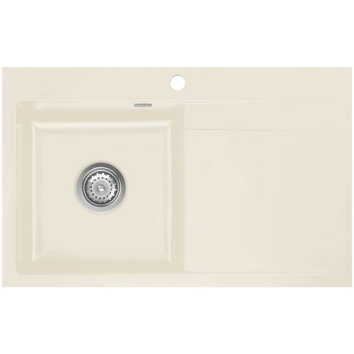 Systemceram Keradomo Stema 80 F Spüle links für flächenbündigen Einbau mit Excenterbetätigung, inkl. Armaturbohrung