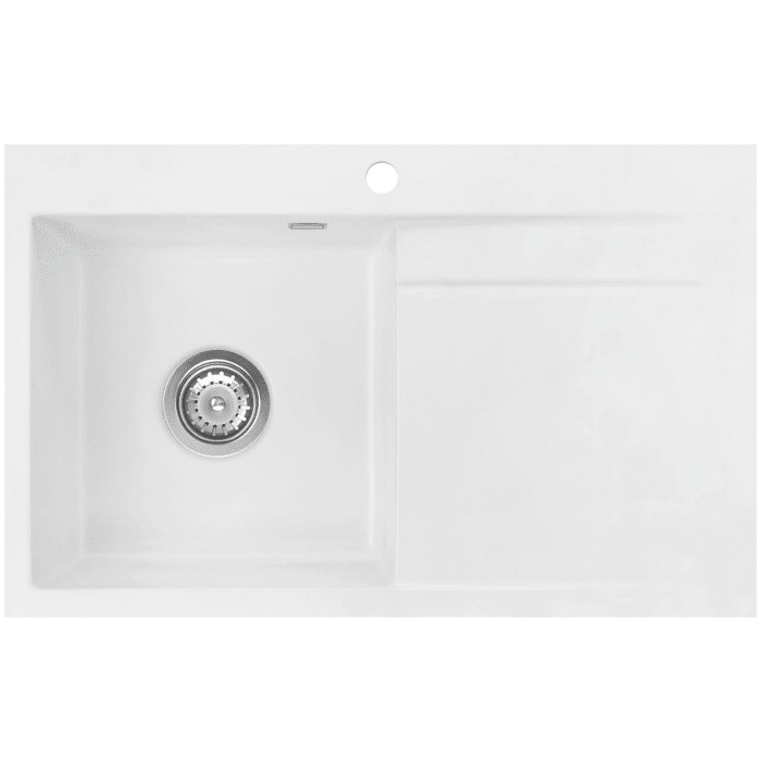 Systemceram Keradomo Stema 80 F Spüle links für flächenbündigen Einbau mit Excenterbetätigung, inkl. Armaturbohrung