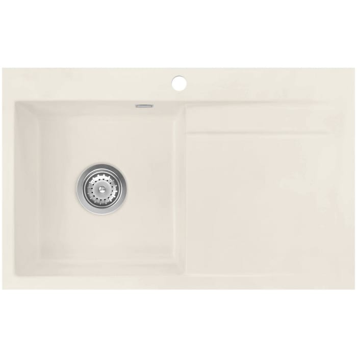 Systemceram Keradomo Stema 80 F Spüle links für flächenbündigen Einbau mit Excenterbetätigung, inkl. Armaturbohrung