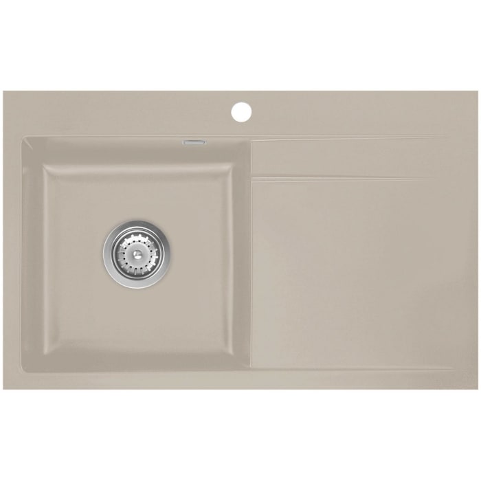 Systemceram Keradomo Stema 80 F Spüle links für flächenbündigen Einbau mit Excenterbetätigung, inkl. Armaturbohrung