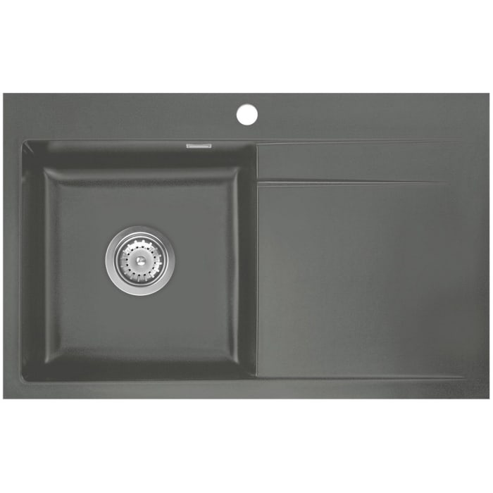 Systemceram Keradomo Stema 80 F Spüle links für flächenbündigen Einbau mit Excenterbetätigung, inkl. Armaturbohrung