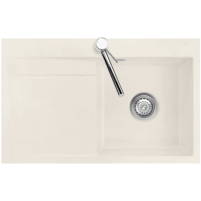 Systemceram Keradomo Stema 80 F Spüle rechts für flächenbündigen Einbau mit Handbetätigung, inkl. Armaturbohrung