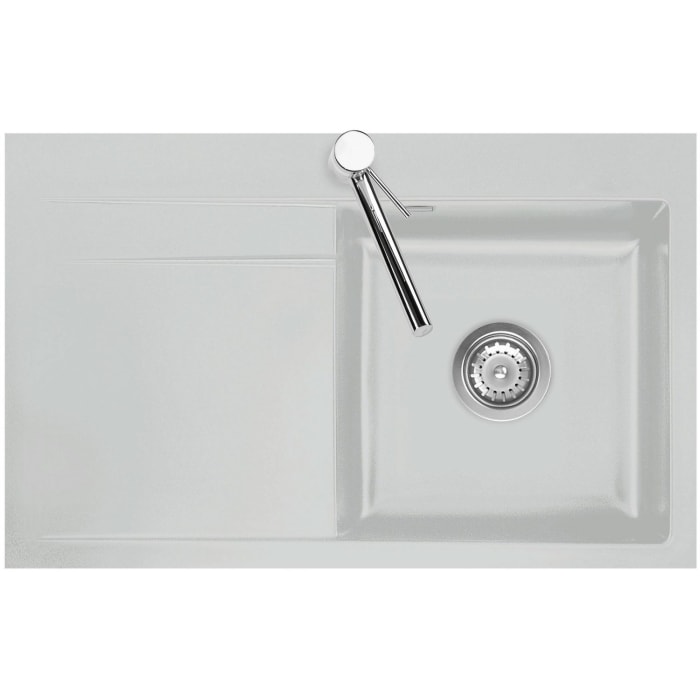 Systemceram Keradomo Stema 80 F Spüle rechts für flächenbündigen Einbau mit Handbetätigung, inkl. Armaturbohrung