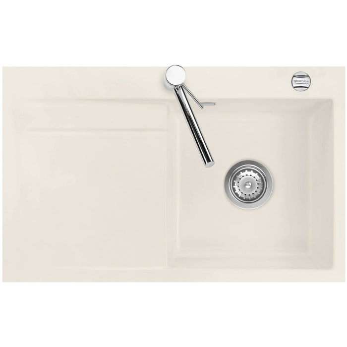 Systemceram Keradomo Stema 80 F Spüle rechts für flächenbündigen Einbau mit Excenterbetätigung, inkl. Armaturbohrung