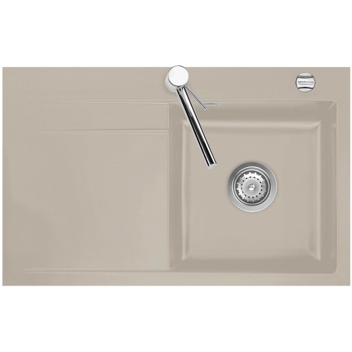 Systemceram Keradomo Stema 80 F Spüle rechts für flächenbündigen Einbau mit Excenterbetätigung, inkl. Armaturbohrung