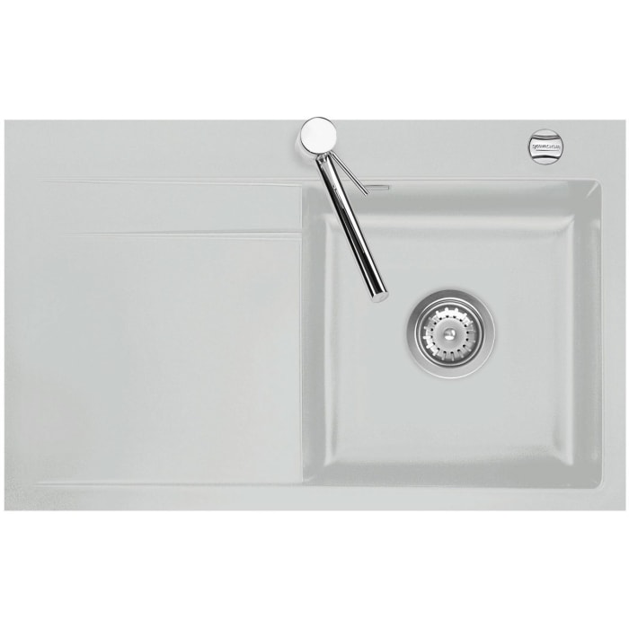 Systemceram Keradomo Stema 80 F Spüle rechts für flächenbündigen Einbau mit Excenterbetätigung, inkl. Armaturbohrung