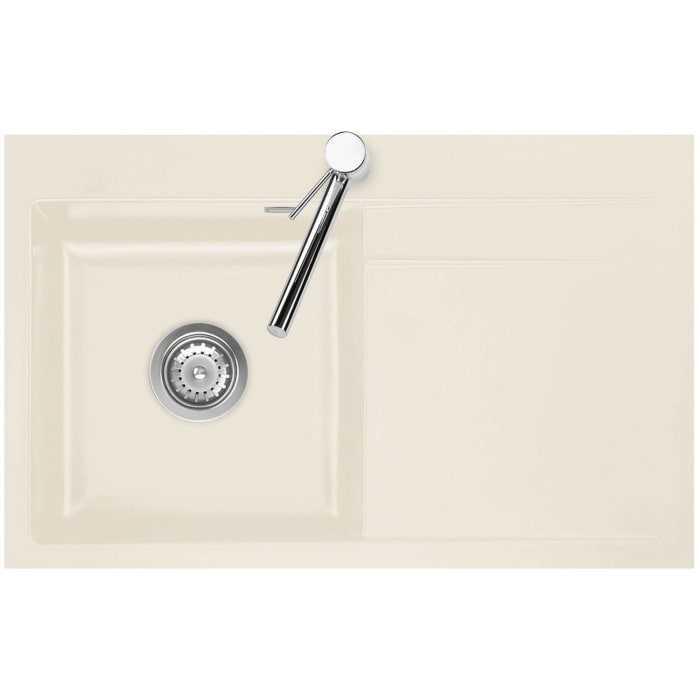 Systemceram Keradomo Stema 80 F Spüle links für flächenbündigen Einbau mit Handbetätigung, inkl. Armaturbohrung