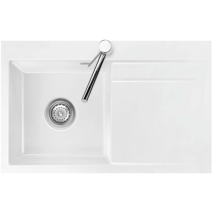 Systemceram Keradomo Stema 80 F Spüle links für flächenbündigen Einbau mit Handbetätigung, inkl. Armaturbohrung