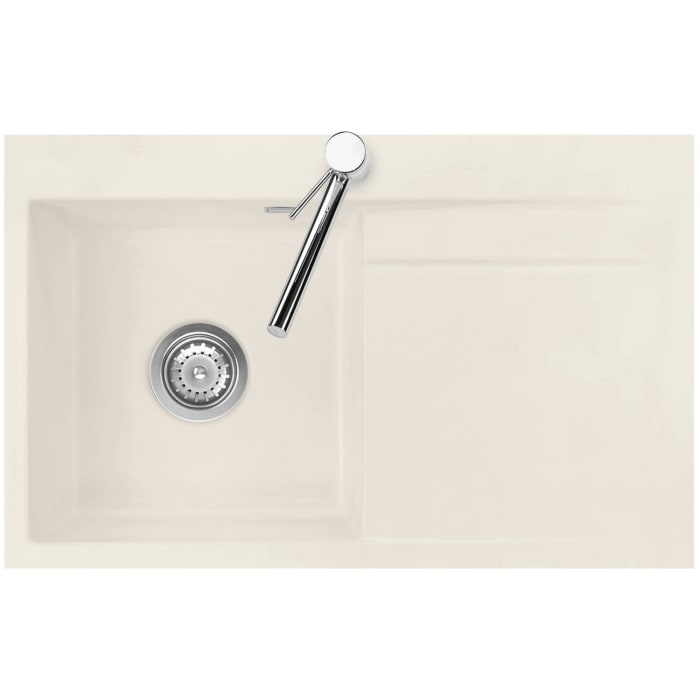 Systemceram Keradomo Stema 80 F Spüle links für flächenbündigen Einbau mit Handbetätigung, inkl. Armaturbohrung