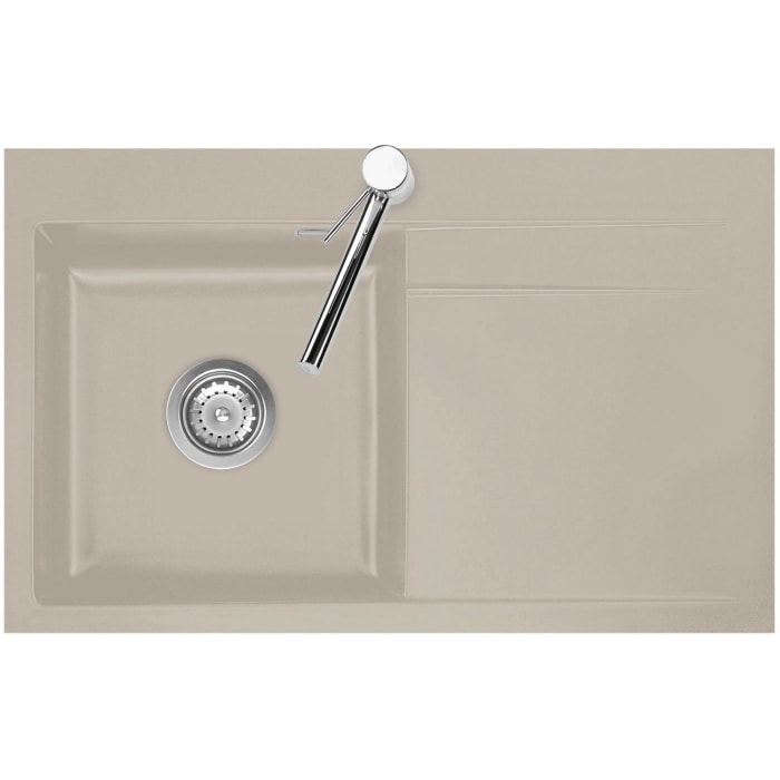 Systemceram Keradomo Stema 80 F Spüle links für flächenbündigen Einbau mit Handbetätigung, inkl. Armaturbohrung