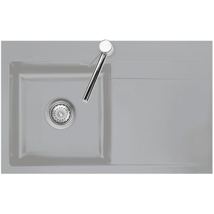 Systemceram Keradomo Stema 80 F Spüle links für flächenbündigen Einbau mit Handbetätigung, inkl. Armaturbohrung