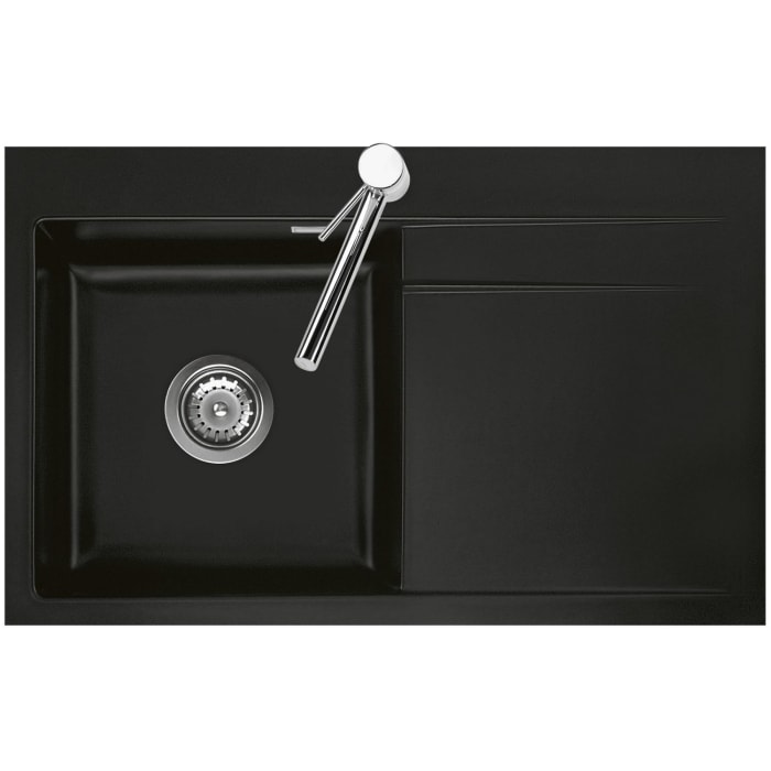 Systemceram Keradomo Stema 80 F Spüle links für flächenbündigen Einbau mit Handbetätigung, inkl. Armaturbohrung