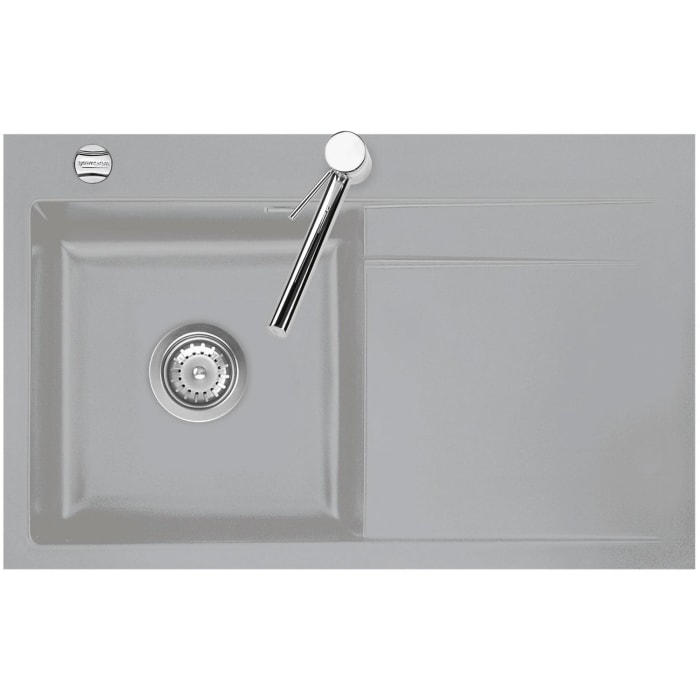 Systemceram Keradomo Stema 80 F Spüle links für flächenbündigen Einbau mit Excenterbetätigung, inkl. Armaturbohrung