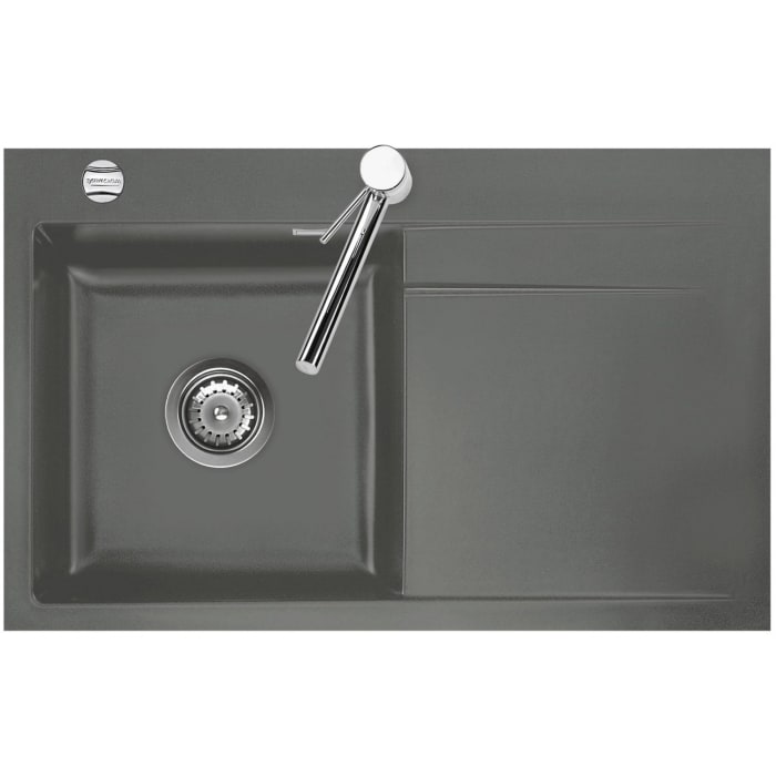 Systemceram Keradomo Stema 80 F Spüle links für flächenbündigen Einbau mit Excenterbetätigung, inkl. Armaturbohrung