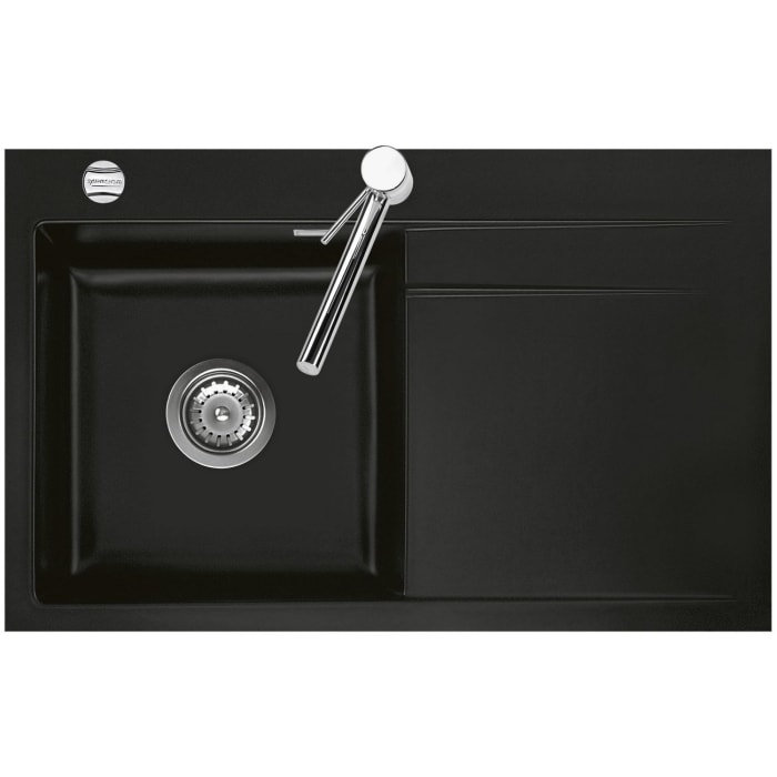 Systemceram Keradomo Stema 80 F Spüle links für flächenbündigen Einbau mit Excenterbetätigung, inkl. Armaturbohrung