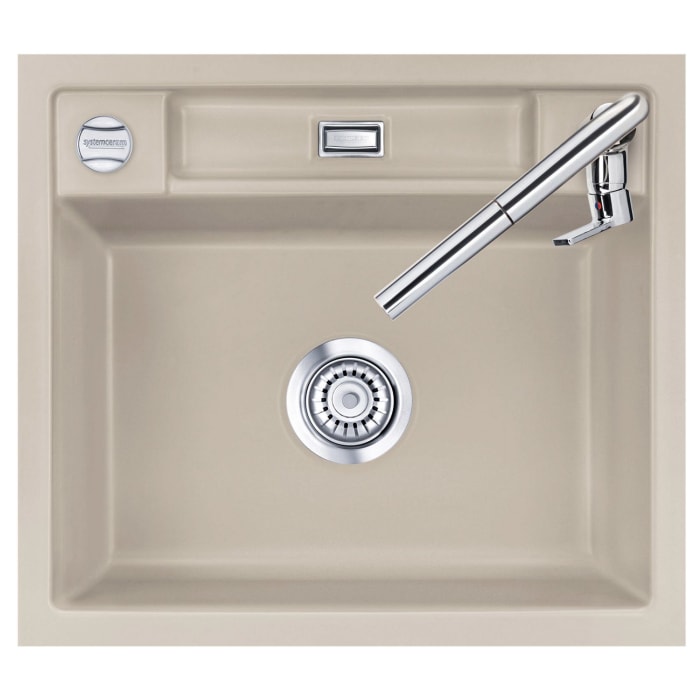 Systemceram Keradomo Bela 57 F Spüle für flächenbündigen Einbau mit Excenterbetätigung, ohne Hahnlochbohrung