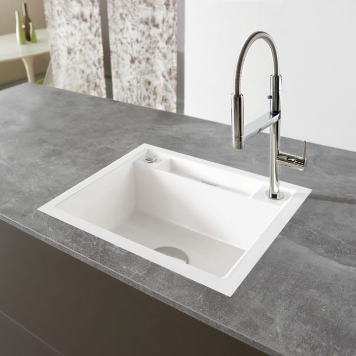 Systemceram Keradomo Bela 57 F Spüle für flächenbündigen Einbau mit Excenterbetätigung, ohne Hahnlochbohrung