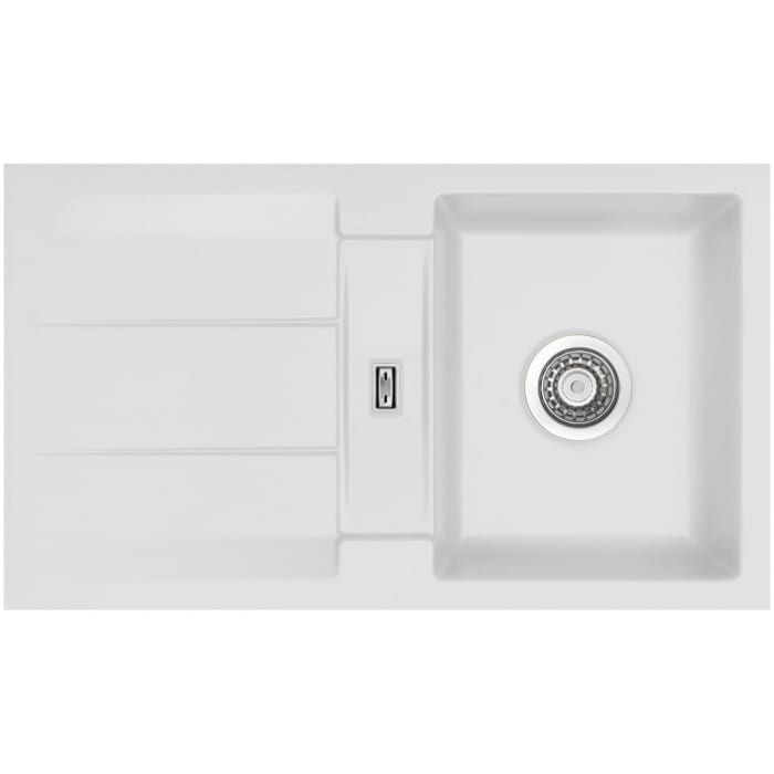 Systemceram Keradomo Genea 87 F Spüle reversibel für flächenbündigen Einbau mit Handbetätigung, ohne Hahnlochbohrung