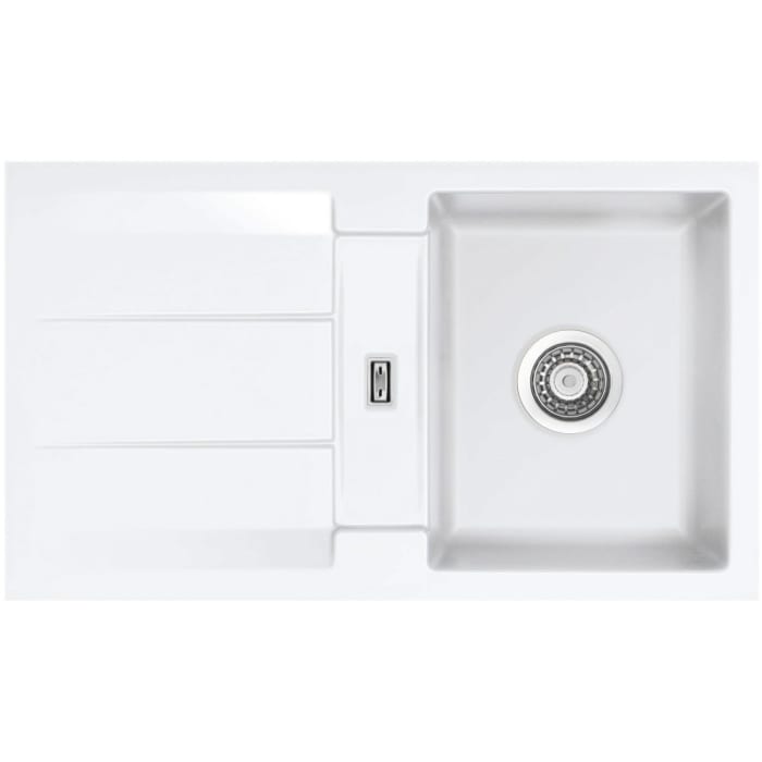 Systemceram Keradomo Genea 87 F Spüle reversibel für flächenbündigen Einbau mit Excenterbetätigung, ohne Hahnlochbohrung