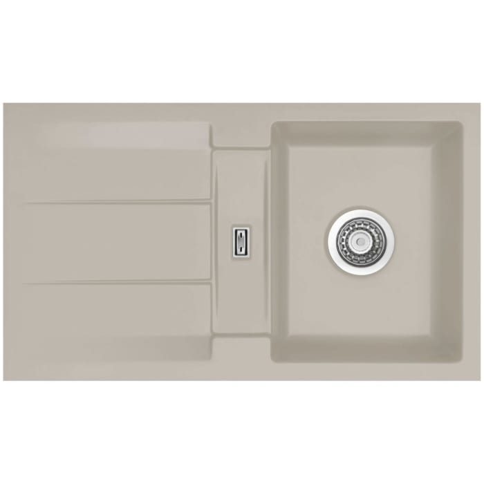 Systemceram Keradomo Genea 87 F Spüle reversibel für flächenbündigen Einbau mit Excenterbetätigung, ohne Hahnlochbohrung