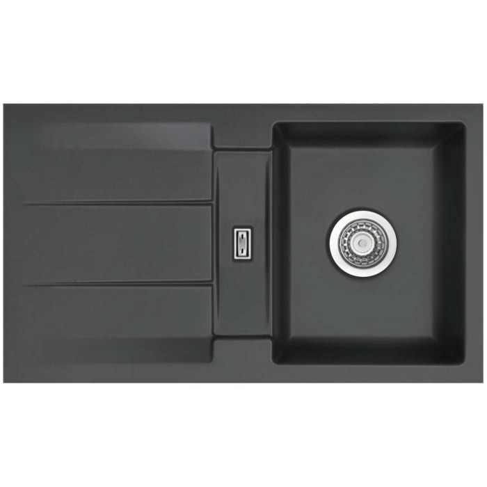 Systemceram Keradomo Genea 87 F Spüle reversibel für flächenbündigen Einbau mit Excenterbetätigung, ohne Hahnlochbohrung