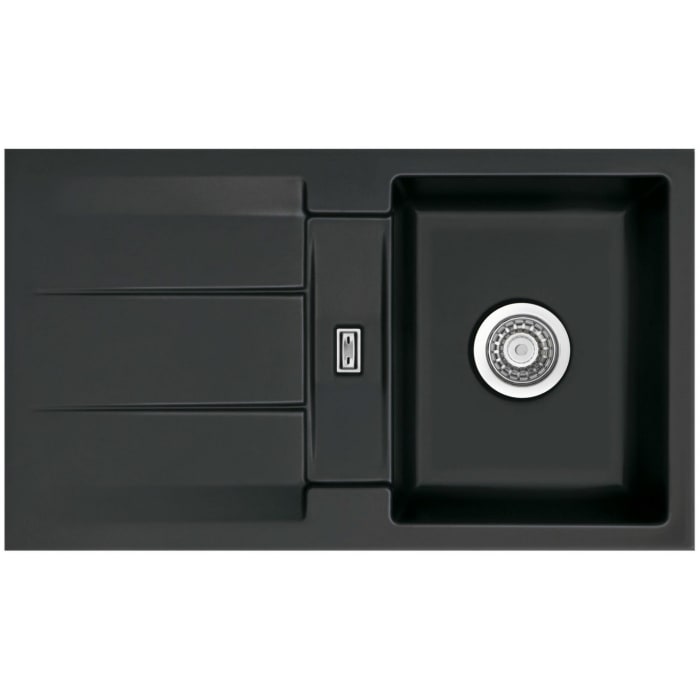 Systemceram Keradomo Genea 87 F Spüle reversibel für flächenbündigen Einbau mit Excenterbetätigung, ohne Hahnlochbohrung