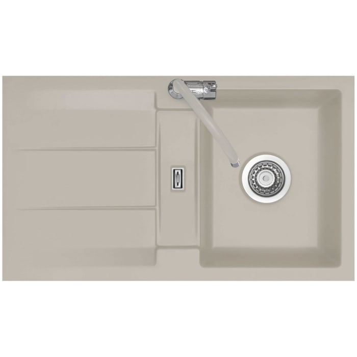 Systemceram Keradomo Genea 87 F Spüle reversibel für flächenbündigen Einbau mit Handbetätigung, ohne Hahnlochbohrung