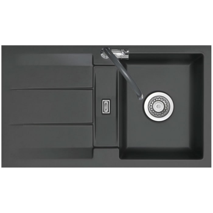 Systemceram Keradomo Genea 87 F Spüle reversibel für flächenbündigen Einbau mit Handbetätigung, ohne Hahnlochbohrung