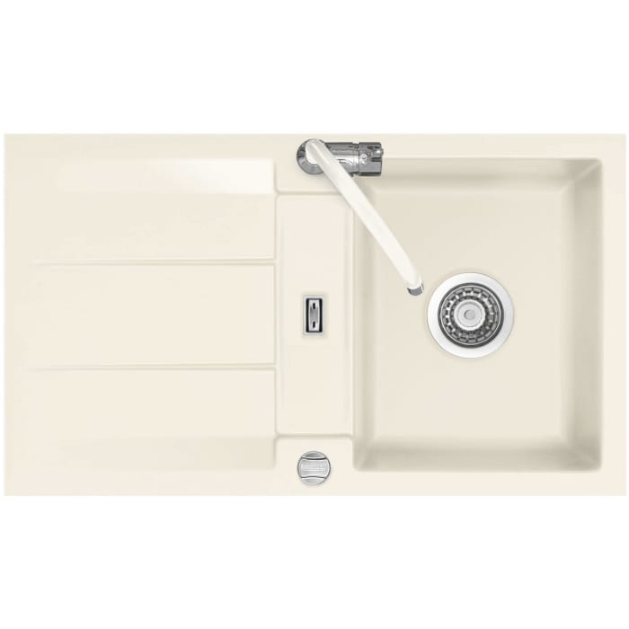 Systemceram Keradomo Genea 87 F Spüle reversibel für flächenbündigen Einbau mit Excenterbetätigung, ohne Hahnlochbohrung