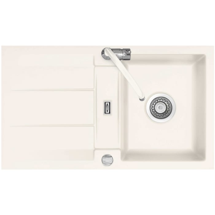 Systemceram Keradomo Genea 87 F Spüle reversibel für flächenbündigen Einbau mit Excenterbetätigung, ohne Hahnlochbohrung