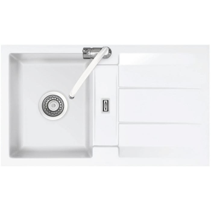 Systemceram Keradomo Genea 87 F Spüle reversibel für flächenbündigen Einbau mit Handbetätigung, ohne Hahnlochbohrung