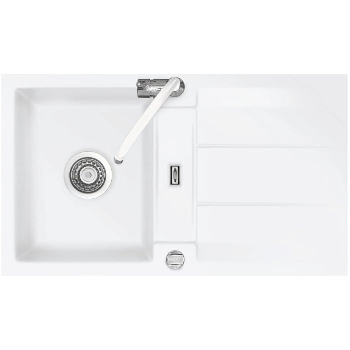 Systemceram Keradomo Genea 87 F Spüle reversibel für flächenbündigen Einbau mit Excenterbetätigung, ohne Hahnlochbohrung