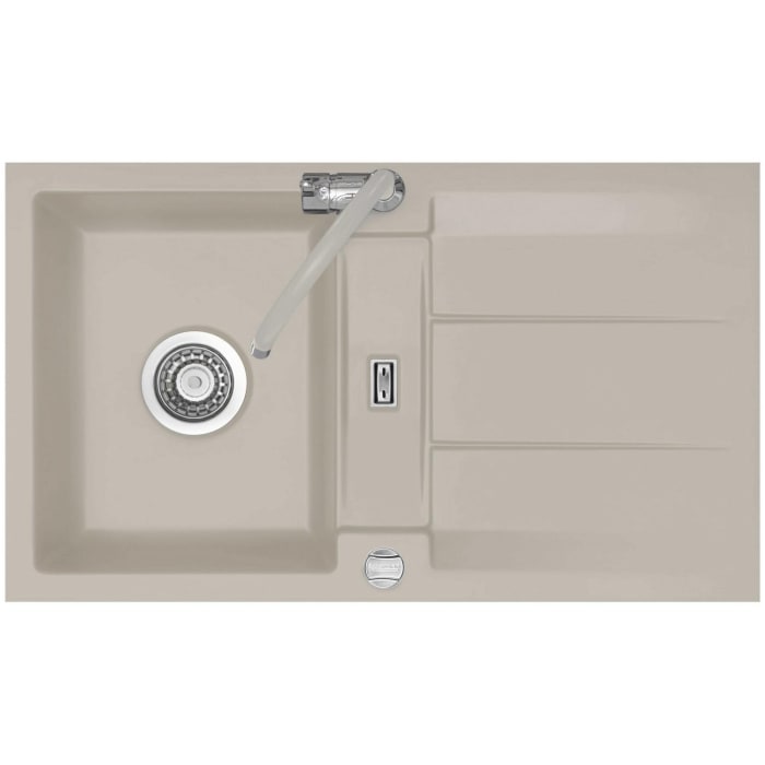 Systemceram Keradomo Genea 87 F Spüle reversibel für flächenbündigen Einbau mit Excenterbetätigung, ohne Hahnlochbohrung