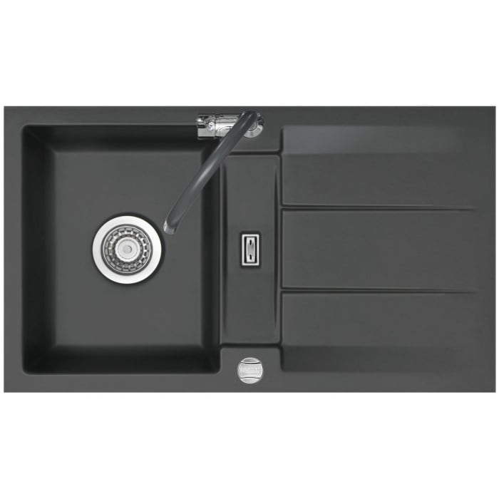 Systemceram Keradomo Genea 87 F Spüle reversibel für flächenbündigen Einbau mit Excenterbetätigung, ohne Hahnlochbohrung