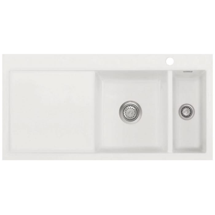 Systemceram Keradomo Mera 100 F Spüle rechts für flächenbündigen Einbau mit Handbetätigung, inkl. Armaturbohrung