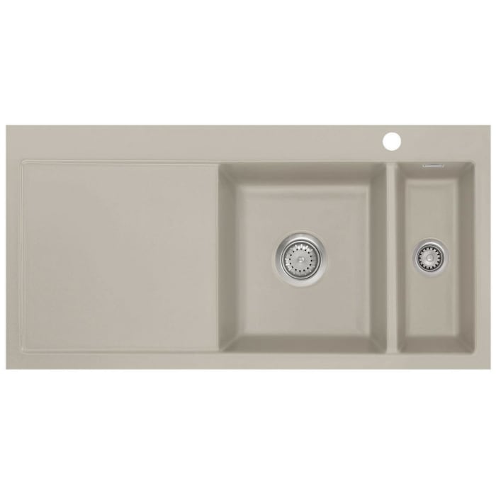 Systemceram Keradomo Mera 100 F Spüle rechts für flächenbündigen Einbau mit Handbetätigung, inkl. Armaturbohrung