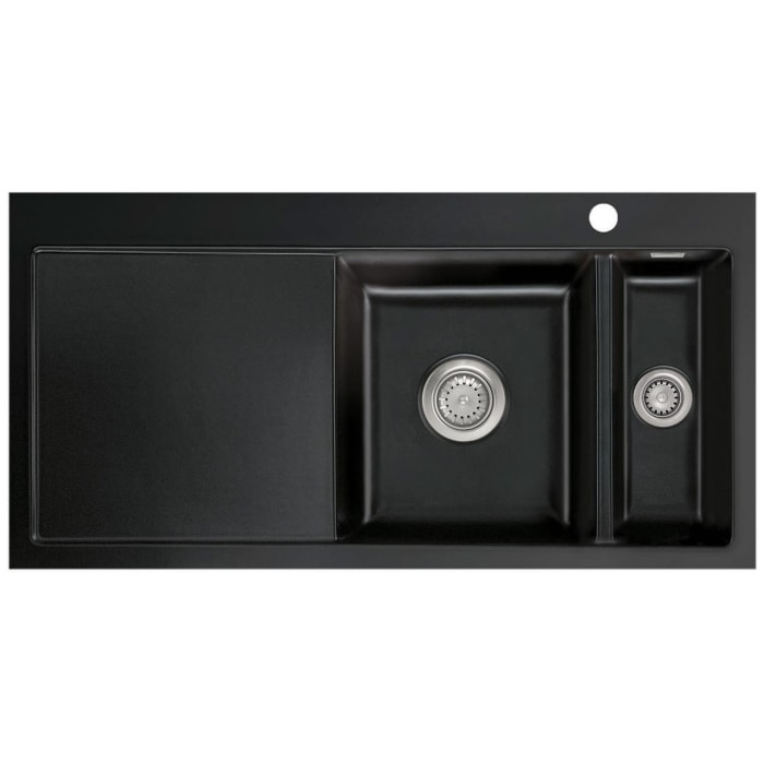 Systemceram Keradomo Mera 100 F Spüle rechts für flächenbündigen Einbau mit Handbetätigung, inkl. Armaturbohrung