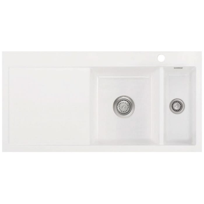 Systemceram Keradomo Mera 100 F Spüle rechts für flächenbündigen Einbau mit Excenterbetätigung, inkl. Armaturbohrung