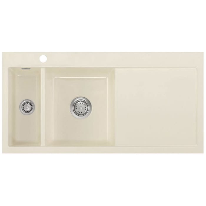 Systemceram Keradomo Mera 100 F Spüle links für flächenbündigen Einbau mit Handbetätigung, inkl. Armaturbohrung